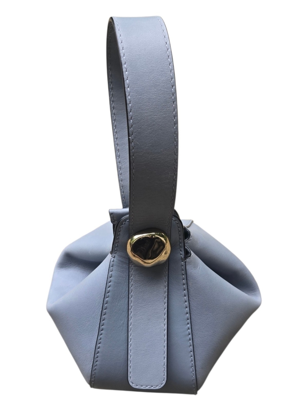 Madewell Sculpted Metal Mini Wristlet Bag Blue Leather